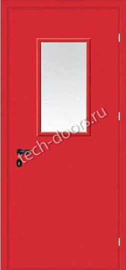 Дверь однопольная противопожарная со стеклом с порошковым напылением 880x2050